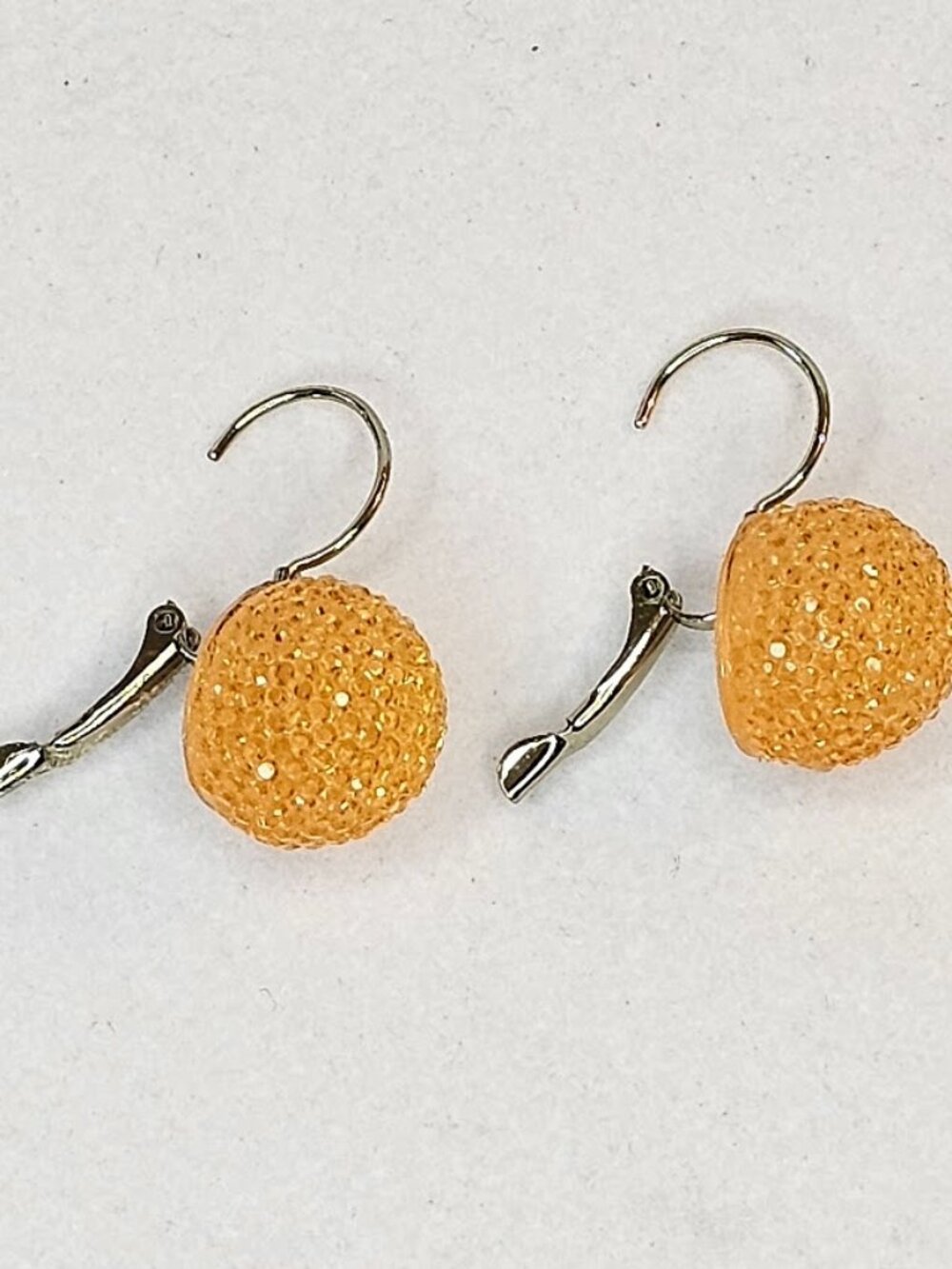 Vintage Style Orange Textured Beaded Ball Dangle Earrings - Leverback